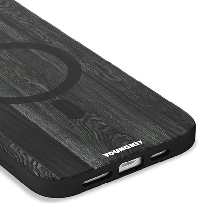 iPhone 15 Pro Max Kılıf M-safe Şarj Özellikli Sararmaya Dayanıklı Youngkit Wood Forest Serisi Kapak