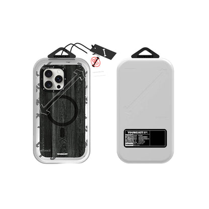 iPhone 15 Pro Max Kılıf M-safe Şarj Özellikli Sararmaya Dayanıklı Youngkit Wood Forest Serisi Kapak