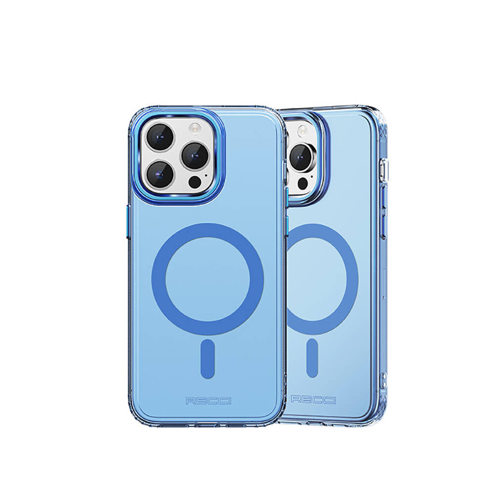 iPhone 15 Pro Max Kılıf M-safe Şarj Özellikli Saydam Arka Yüzey Recci Crystal Color Serisi Kapak