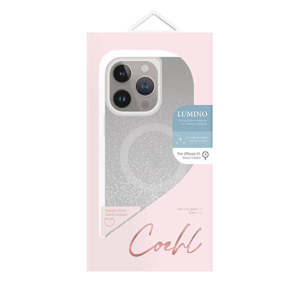 iPhone 15 Pro Max Kılıf M-safe Şarj Özellikli Simli Arka Yüzey Coehl Lumino Kapak