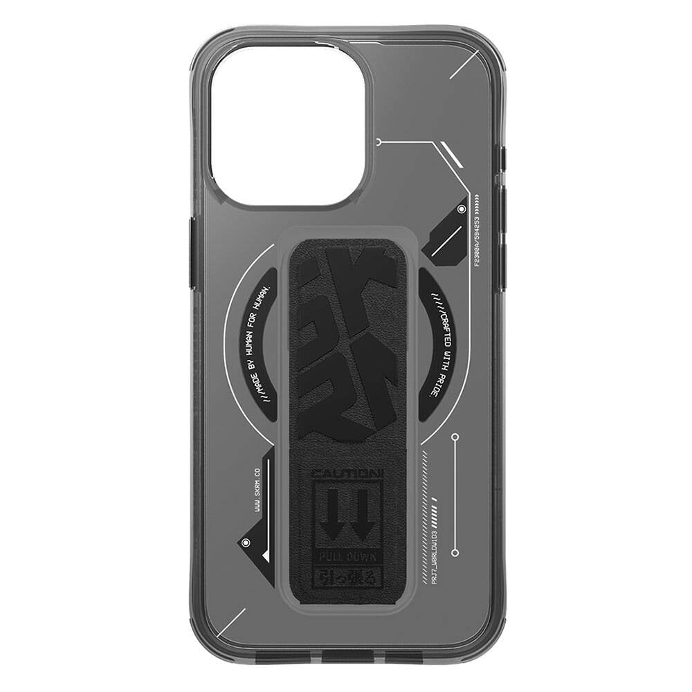 iPhone 15 Pro Max Kılıf M-safe Şarj Özellikli Teknoloji Desenli Standlı Skinarma Helio Kapak