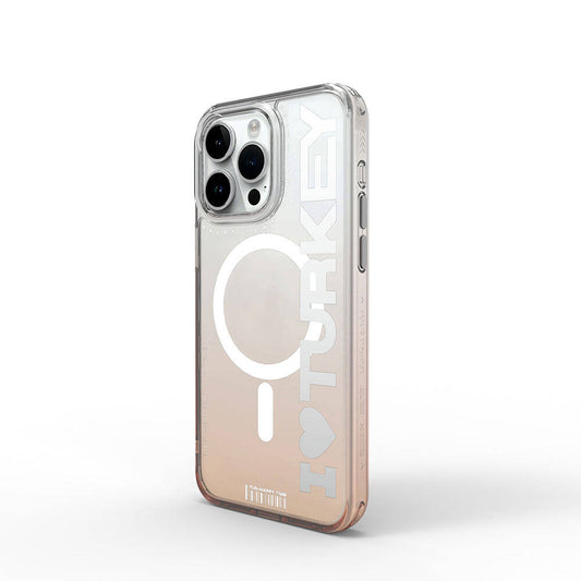 iPhone 15 Pro Max Kılıf M-safe Şarj Özellikli Transparan Renk Geçişli Wiwu Turkey C Serisi Kapak