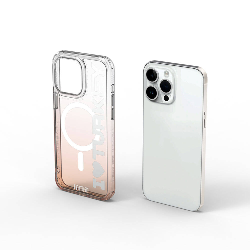 iPhone 15 Pro Max Kılıf M-safe Şarj Özellikli Transparan Renk Geçişli Wiwu Turkey C Serisi Kapak