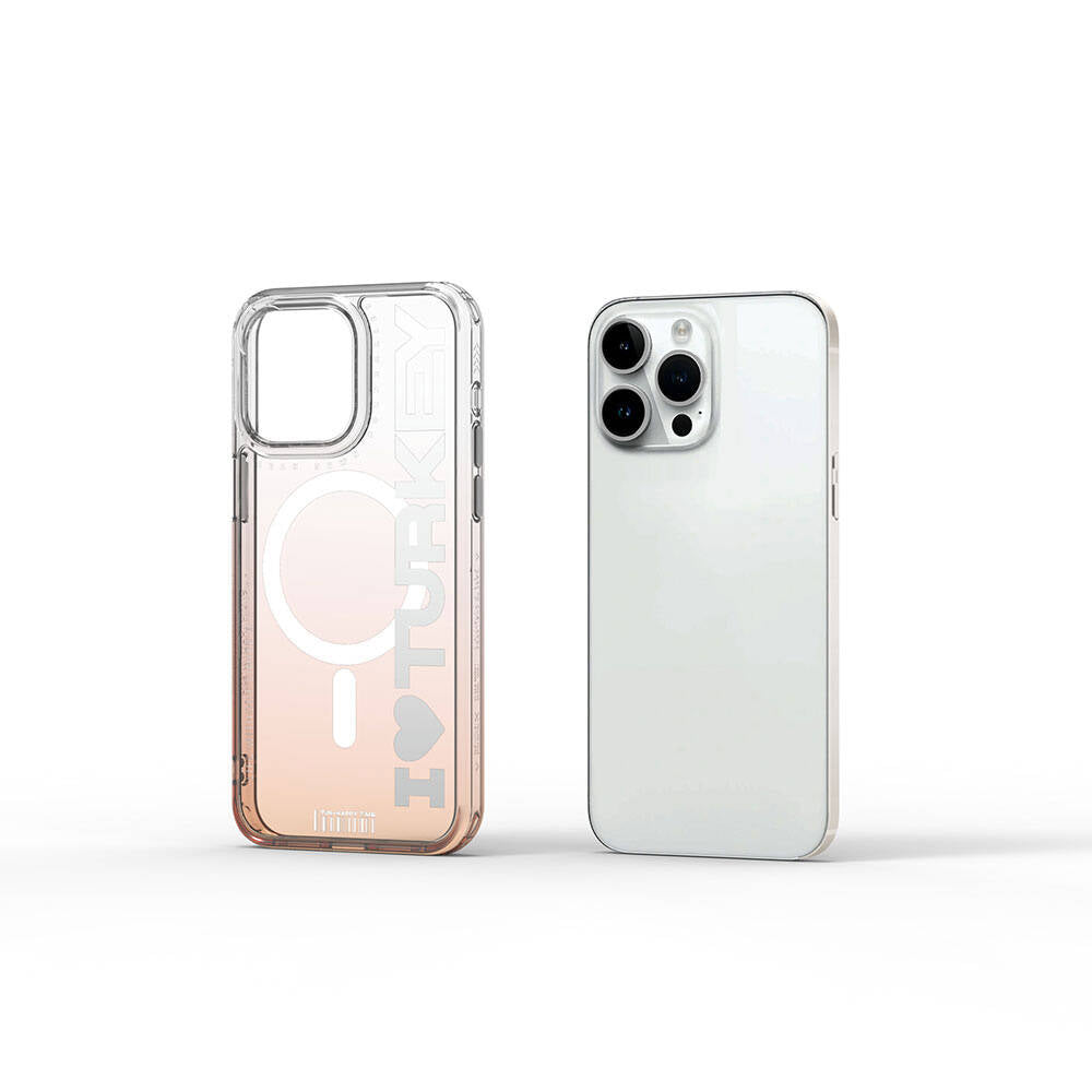 iPhone 15 Pro Max Kılıf M-safe Şarj Özellikli Transparan Renk Geçişli Wiwu Turkey C Serisi Kapak