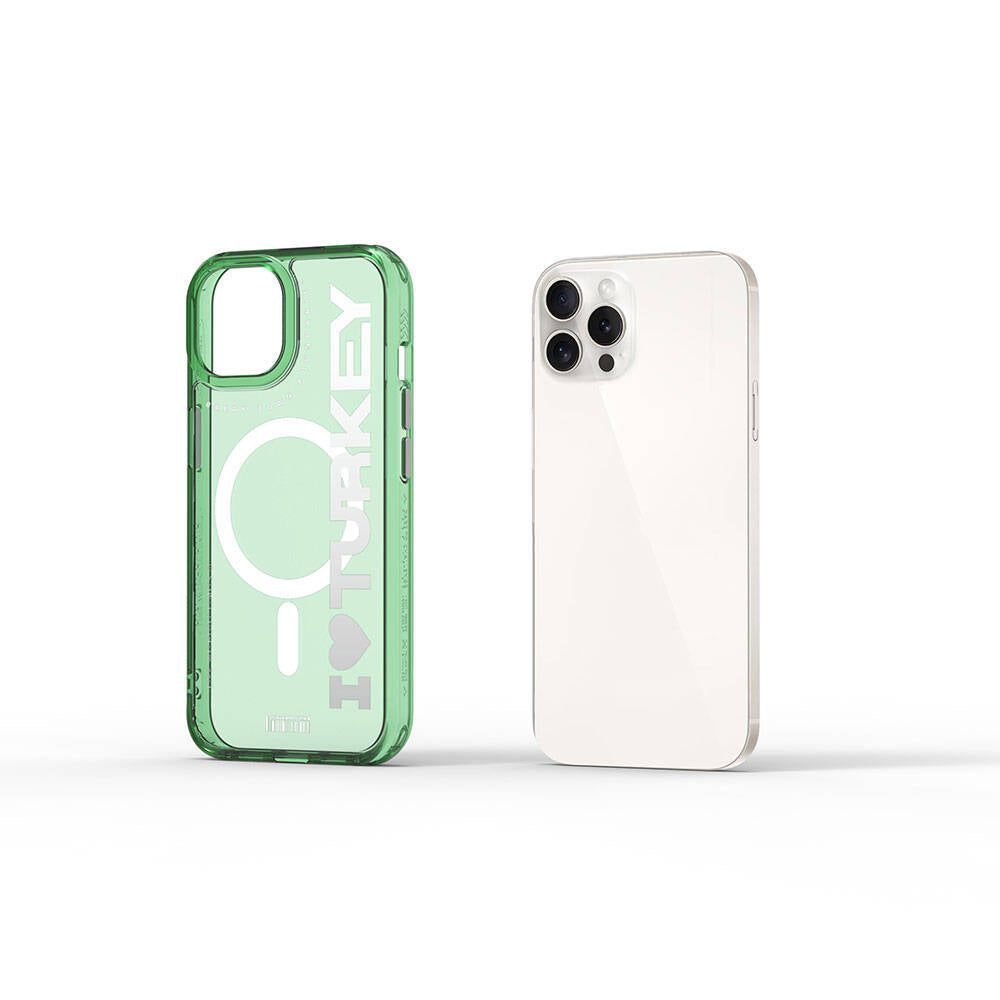 iPhone 15 Pro Max Kılıf M-safe Şarj Özellikli Transparan Renk Geçişli Wiwu Turkey C Serisi Kapak