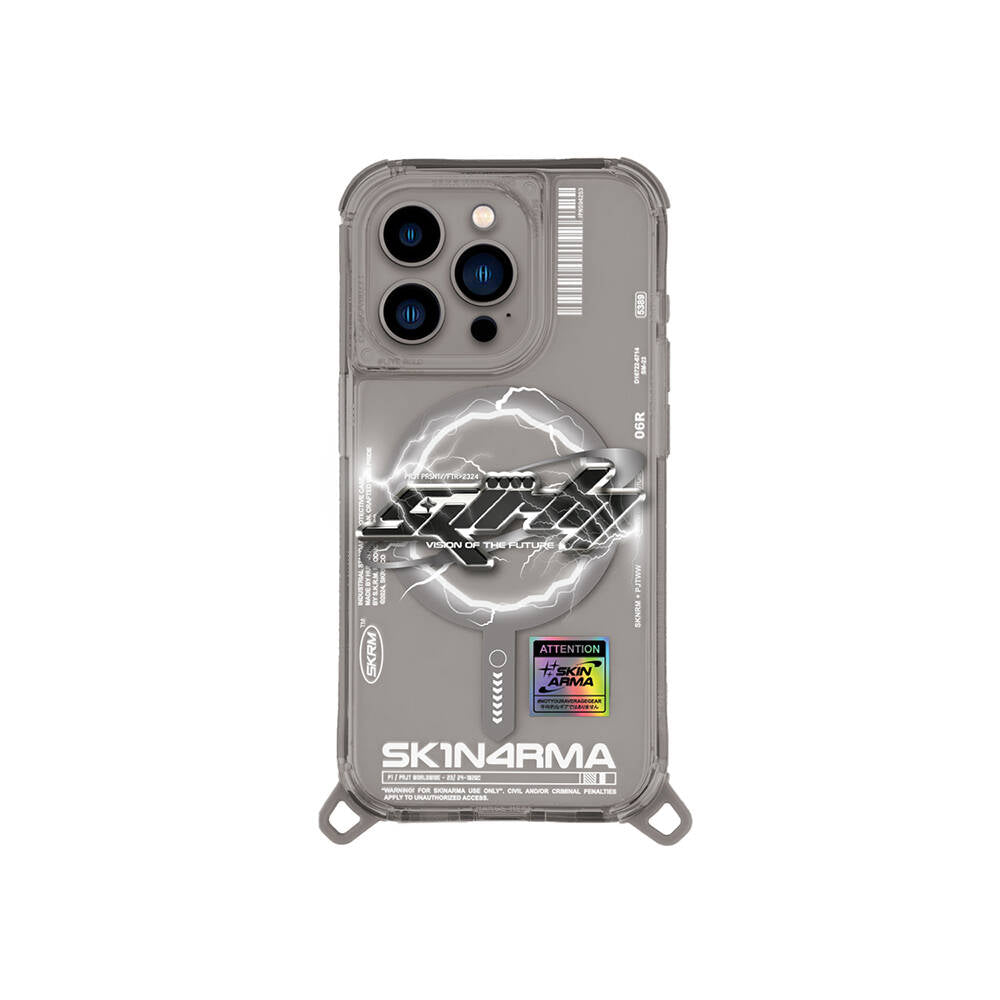 iPhone 15 Pro Max Kılıf M-safe Şarj Özellikli Yazı Desenli SkinArma Bolt Kapak