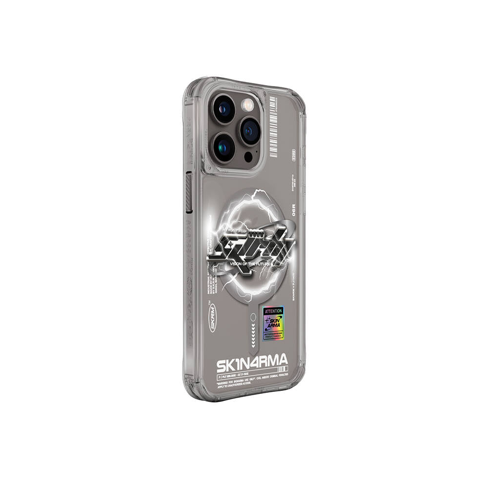 iPhone 15 Pro Max Kılıf M-safe Şarj Özellikli Yazı Desenli SkinArma Bolt Kapak