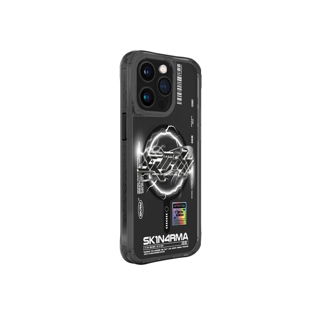 iPhone 15 Pro Max Kılıf M-safe Şarj Özellikli Yazı Desenli SkinArma Bolt Kapak