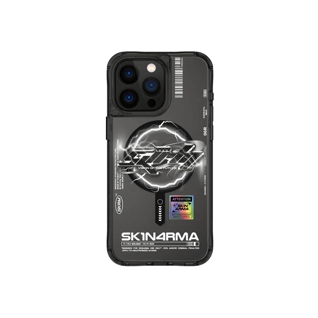 iPhone 15 Pro Max Kılıf M-safe Şarj Özellikli Yazı Desenli SkinArma Bolt Kapak