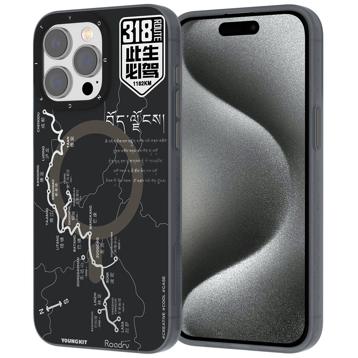 iPhone 15 Pro Max Kılıf M-safe Şarj Özellikli Youngkit 318 Road Serisi Kapak