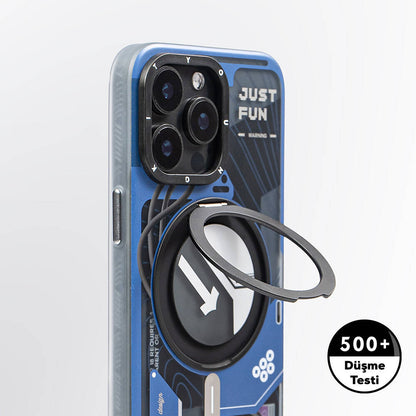 iPhone 15 Pro Max Kılıf M-safe Şarj Özellikli Youngkit 360° Standlı Starship Serisi Kapak