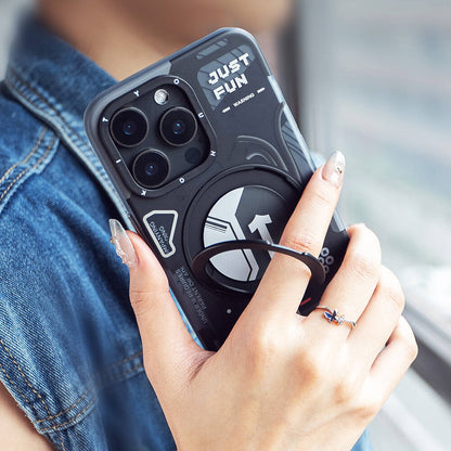 iPhone 15 Pro Max Kılıf M-safe Şarj Özellikli Youngkit 360° Standlı Starship Serisi Kapak