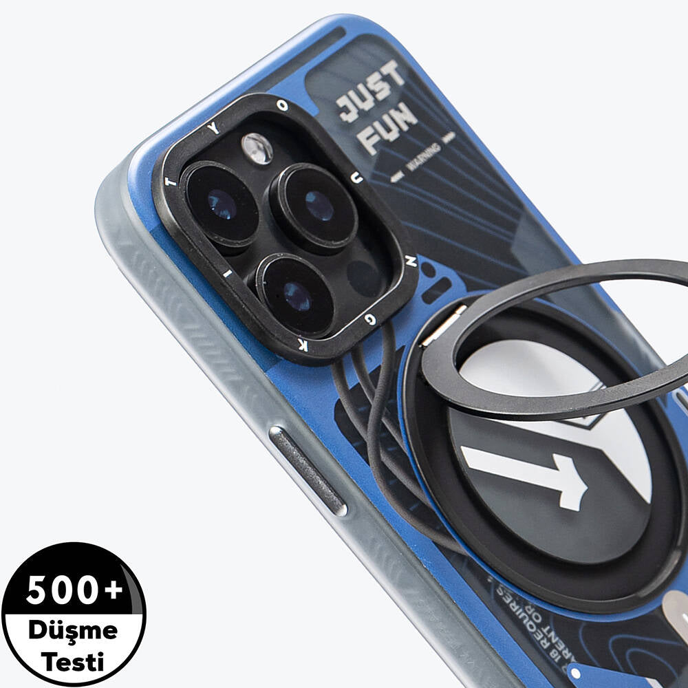 iPhone 15 Pro Max Kılıf M-safe Şarj Özellikli Youngkit 360° Standlı Starship Serisi Kapak