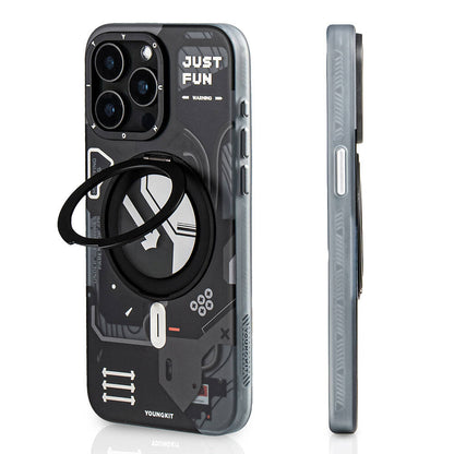 iPhone 15 Pro Max Kılıf M-safe Şarj Özellikli Youngkit 360° Standlı Starship Serisi Kapak