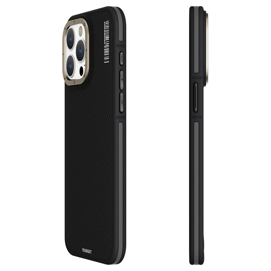 iPhone 15 Pro Max Kılıf M-safe Şarj Özellikli YoungKit 600D Kevlar Kapak