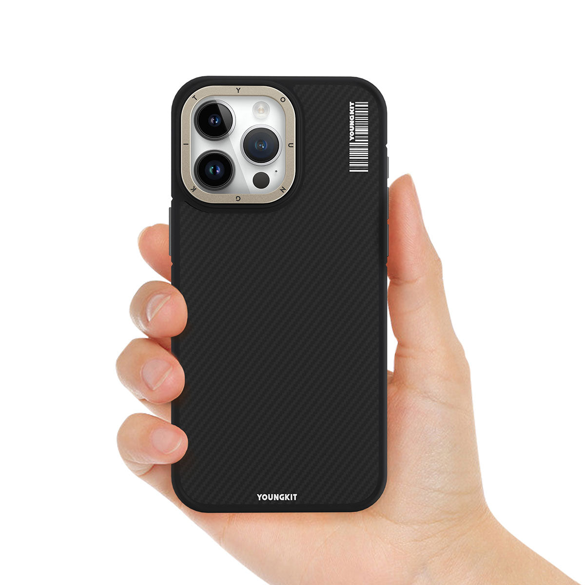 iPhone 15 Pro Max Kılıf M-safe Şarj Özellikli YoungKit 600D Kevlar Kapak