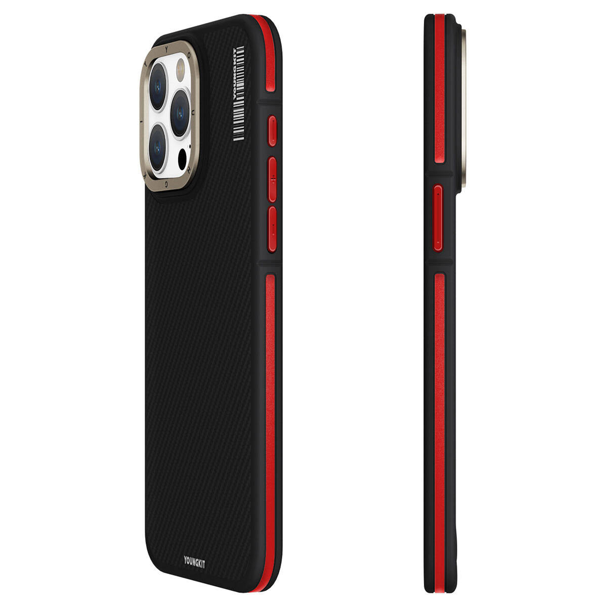 iPhone 15 Pro Max Kılıf M-safe Şarj Özellikli YoungKit 600D Kevlar Kapak