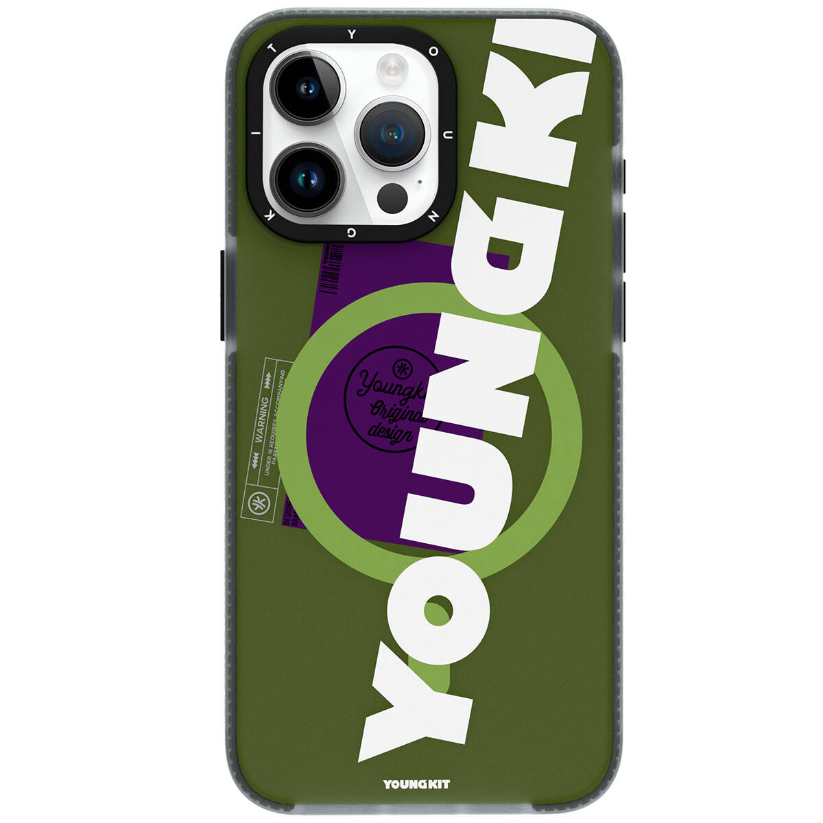 iPhone 15 Pro Max Kılıf M-safe Şarj Özellikli Youngkit Binfen Serisi Yazı Temalı Kapak