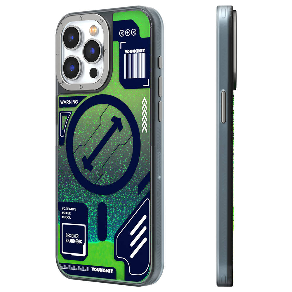 iPhone 15 Pro Max Kılıf M-safe Şarj Özellikli YoungKit Galaxy Serisi Kapak