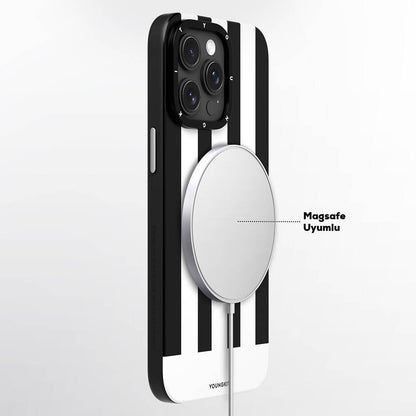 iPhone 15 Pro Max Kılıf M-safe Şarj Özellikli Youngkit Striped Piano Keys Serisi Kapak