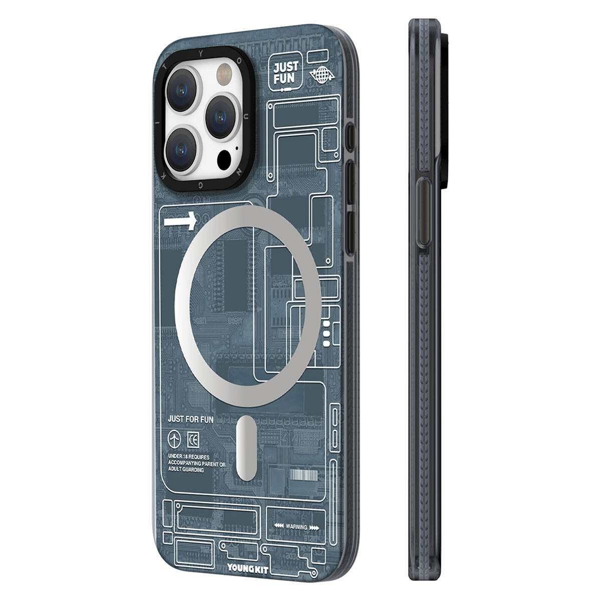 iPhone 15 Pro Max Kılıf M-safe Şarj Özellikli YoungKit Technology Serisi Kapak
