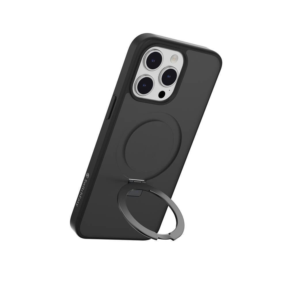 iPhone 15 Pro Max Kılıf M-safe Şarj Özellikli Yüzük Standlı Lisanslı Switcheasy Magstand-M Kapak