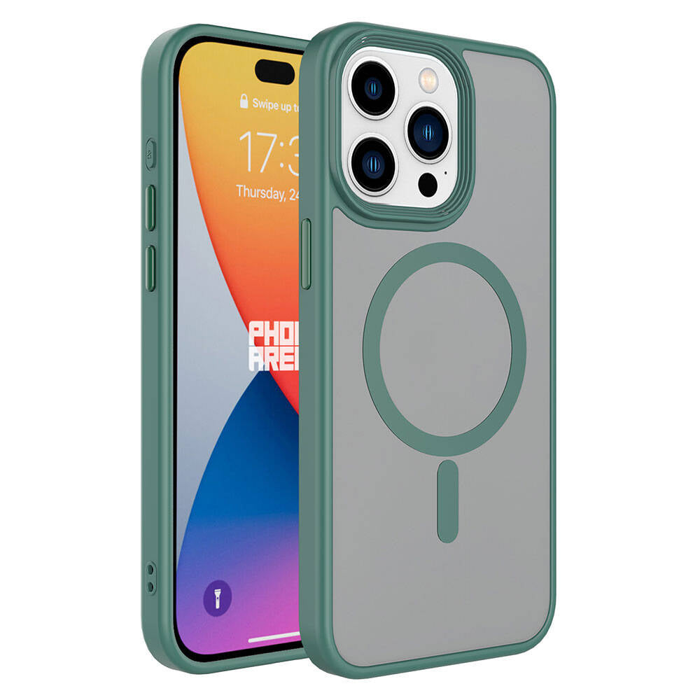 Apple iPhone 15 Pro Max Kılıf Mat Arka Yüzey Wireless Şarj Özellikli Zore Flet M-safe Kapak