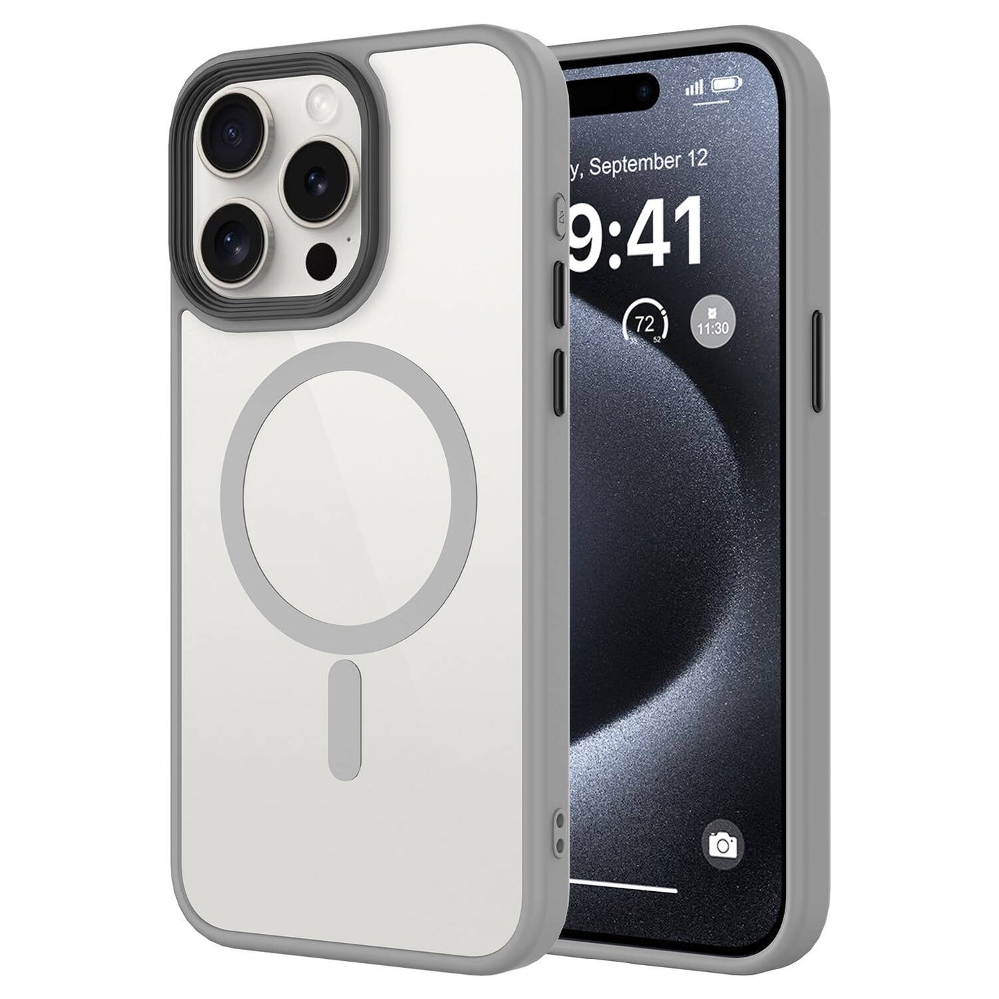 Apple iPhone 15 Pro Max Kılıf Mat Arka Yüzey Wireless Şarj Özellikli Zore Flet M-safe Kapak