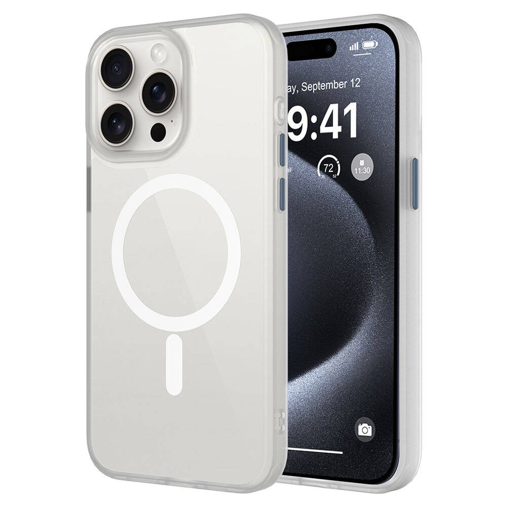 Apple iPhone 15 Pro Max Kılıf Mat Arka Yüzey Wireless Şarj Özellikli Zore Flet M-safe Kapak