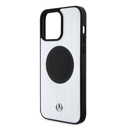 iPhone 15 Pro Max Kılıf Mercedes Benz Orjinal Lisanslı M-safe Şarj Özellikli Alüminyum Arka Yüzey Metal Yıldız Logolu Kapak