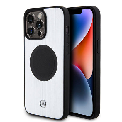 iPhone 15 Pro Max Kılıf Mercedes Benz Orjinal Lisanslı M-safe Şarj Özellikli Alüminyum Arka Yüzey Metal Yıldız Logolu Kapak