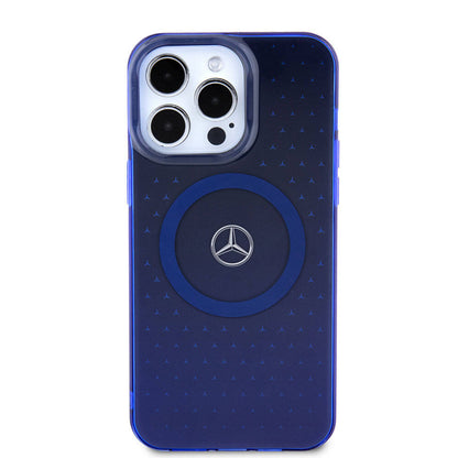 iPhone 15 Pro Max Kılıf Mercedes Benz Orjinal Lisanslı M-safe Şarj Özellikli Çift Katmanlı Mavi Yıldız Desenli Kapak