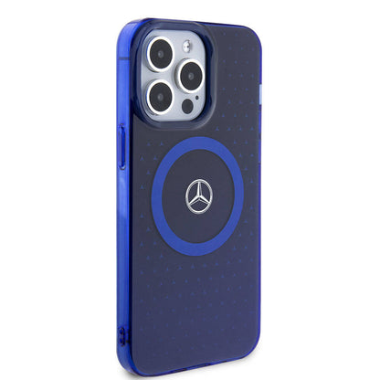 iPhone 15 Pro Max Kılıf Mercedes Benz Orjinal Lisanslı M-safe Şarj Özellikli Çift Katmanlı Mavi Yıldız Desenli Kapak