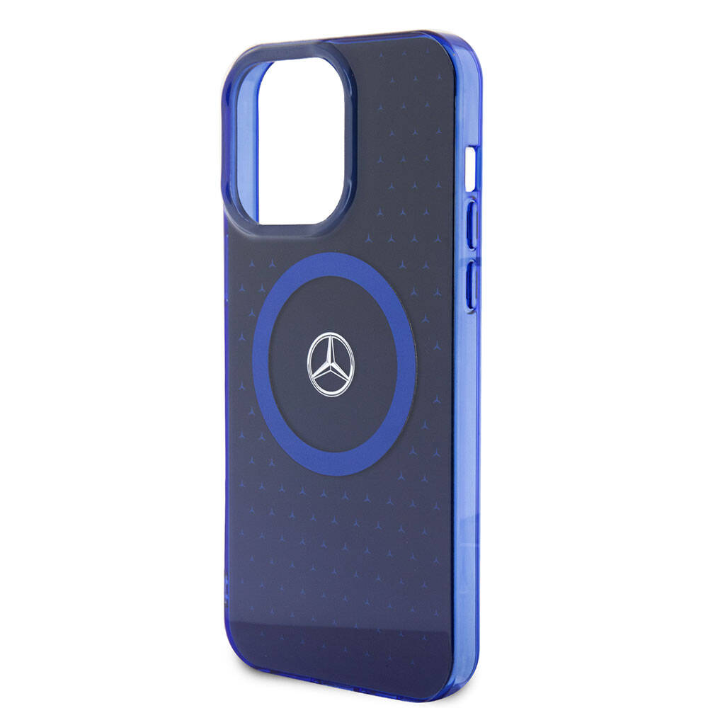 iPhone 15 Pro Max Kılıf Mercedes Benz Orjinal Lisanslı M-safe Şarj Özellikli Çift Katmanlı Mavi Yıldız Desenli Kapak