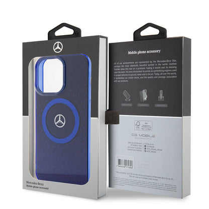 iPhone 15 Pro Max Kılıf Mercedes Benz Orjinal Lisanslı M-safe Şarj Özellikli Çift Katmanlı Mavi Yıldız Desenli Kapak