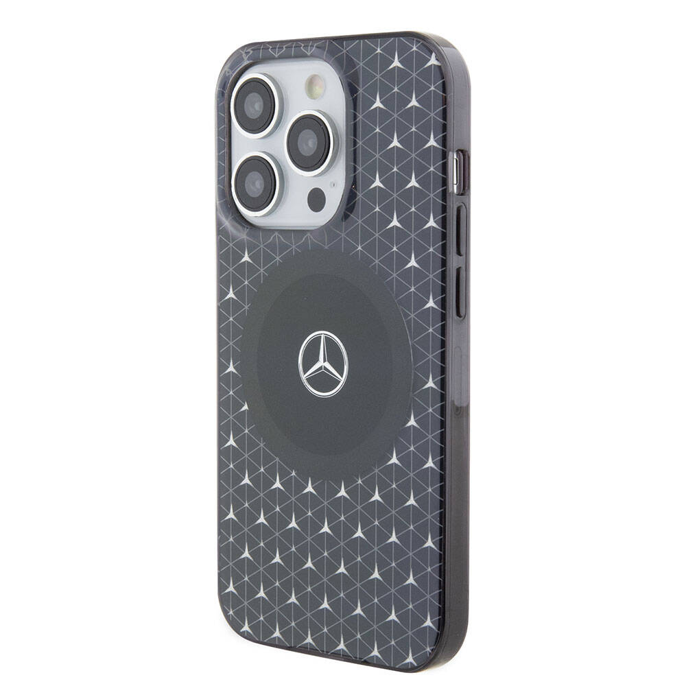 iPhone 15 Pro Max Kılıf Mercedes Benz Orjinal Lisanslı M-safe Şarj Özellikli Çift Katmanlı Mini Yıldız Desenli Kapak