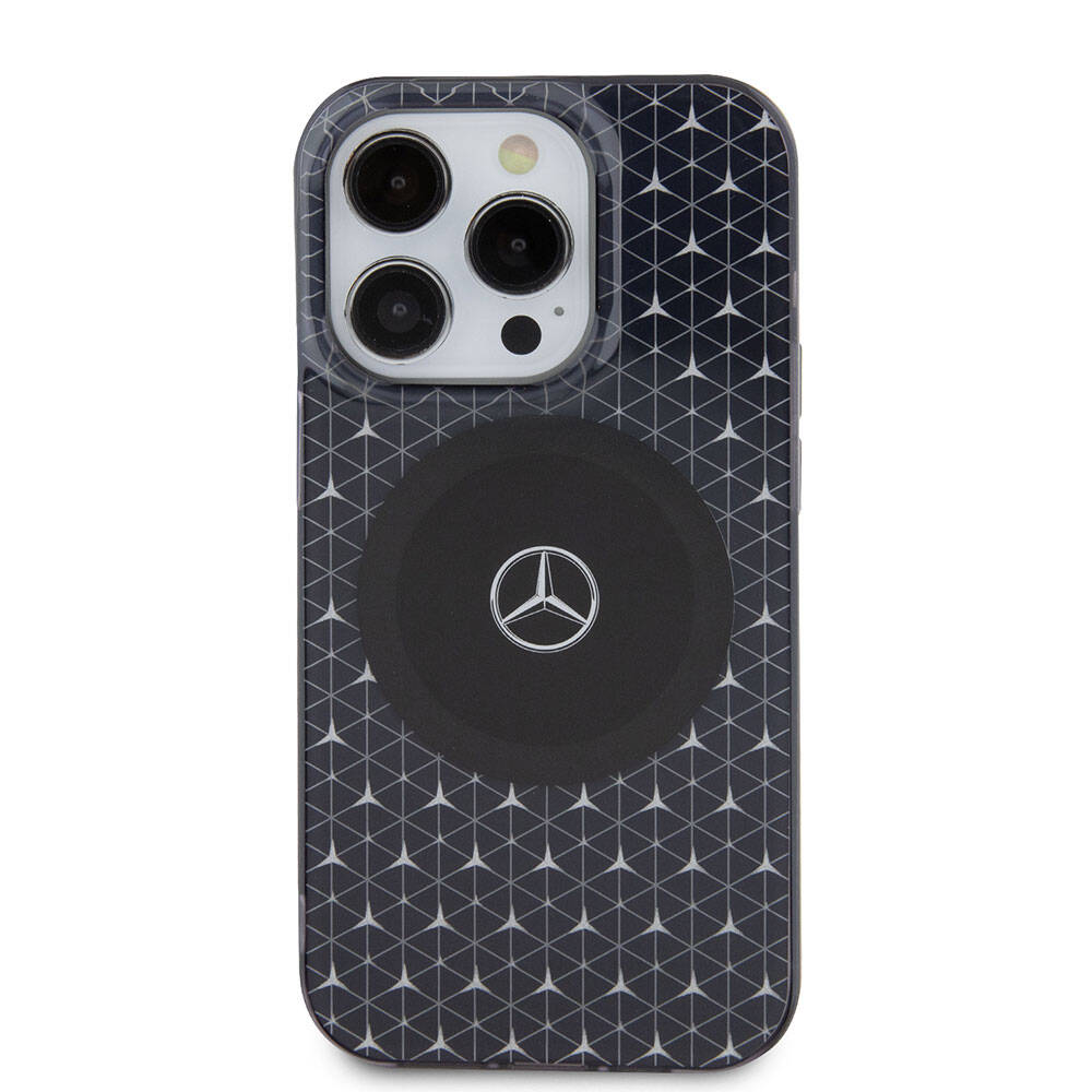 iPhone 15 Pro Max Kılıf Mercedes Benz Orjinal Lisanslı M-safe Şarj Özellikli Çift Katmanlı Mini Yıldız Desenli Kapak