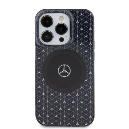 iPhone 15 Pro Max Kılıf Mercedes Benz Orjinal Lisanslı M-safe Şarj Özellikli Çift Katmanlı Mini Yıldız Desenli Kapak