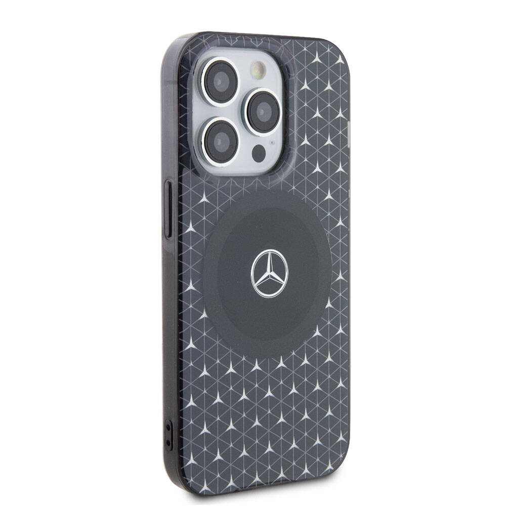 iPhone 15 Pro Max Kılıf Mercedes Benz Orjinal Lisanslı M-safe Şarj Özellikli Çift Katmanlı Mini Yıldız Desenli Kapak