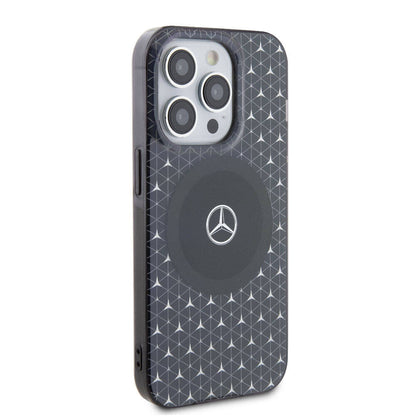iPhone 15 Pro Max Kılıf Mercedes Benz Orjinal Lisanslı M-safe Şarj Özellikli Çift Katmanlı Mini Yıldız Desenli Kapak