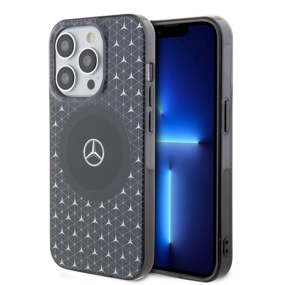 iPhone 15 Pro Max Kılıf Mercedes Benz Orjinal Lisanslı M-safe Şarj Özellikli Çift Katmanlı Mini Yıldız Desenli Kapak