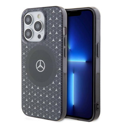 iPhone 15 Pro Max Kılıf Mercedes Benz Orjinal Lisanslı M-safe Şarj Özellikli Çift Katmanlı Mini Yıldız Desenli Kapak