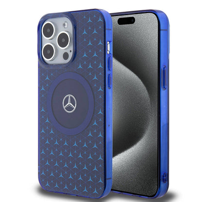 iPhone 15 Pro Max Kılıf Mercedes Benz Orjinal Lisanslı M-safe Şarj Özellikli Çift Katmanlı Mini Yıldız Desenli Kapak