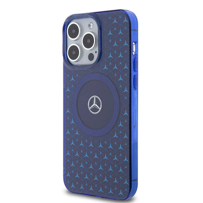 iPhone 15 Pro Max Kılıf Mercedes Benz Orjinal Lisanslı M-safe Şarj Özellikli Çift Katmanlı Mini Yıldız Desenli Kapak