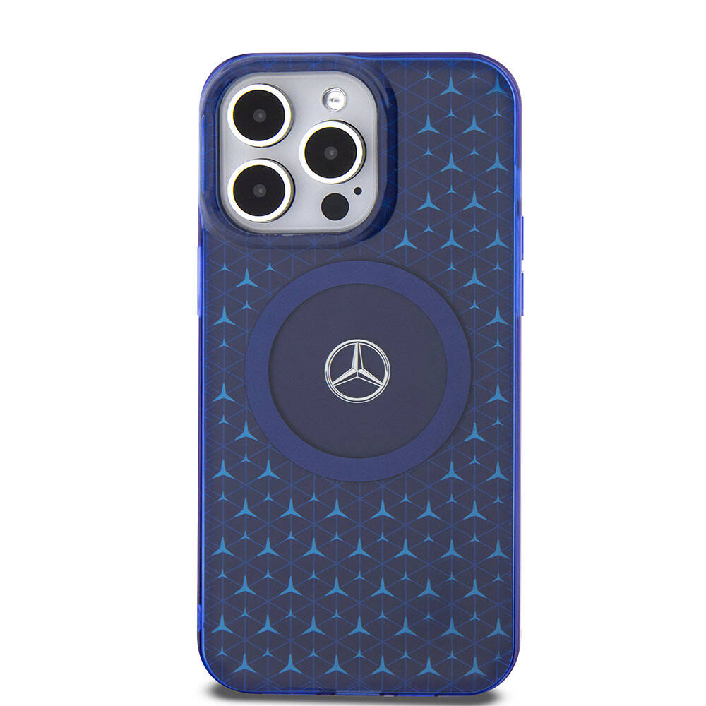iPhone 15 Pro Max Kılıf Mercedes Benz Orjinal Lisanslı M-safe Şarj Özellikli Çift Katmanlı Mini Yıldız Desenli Kapak