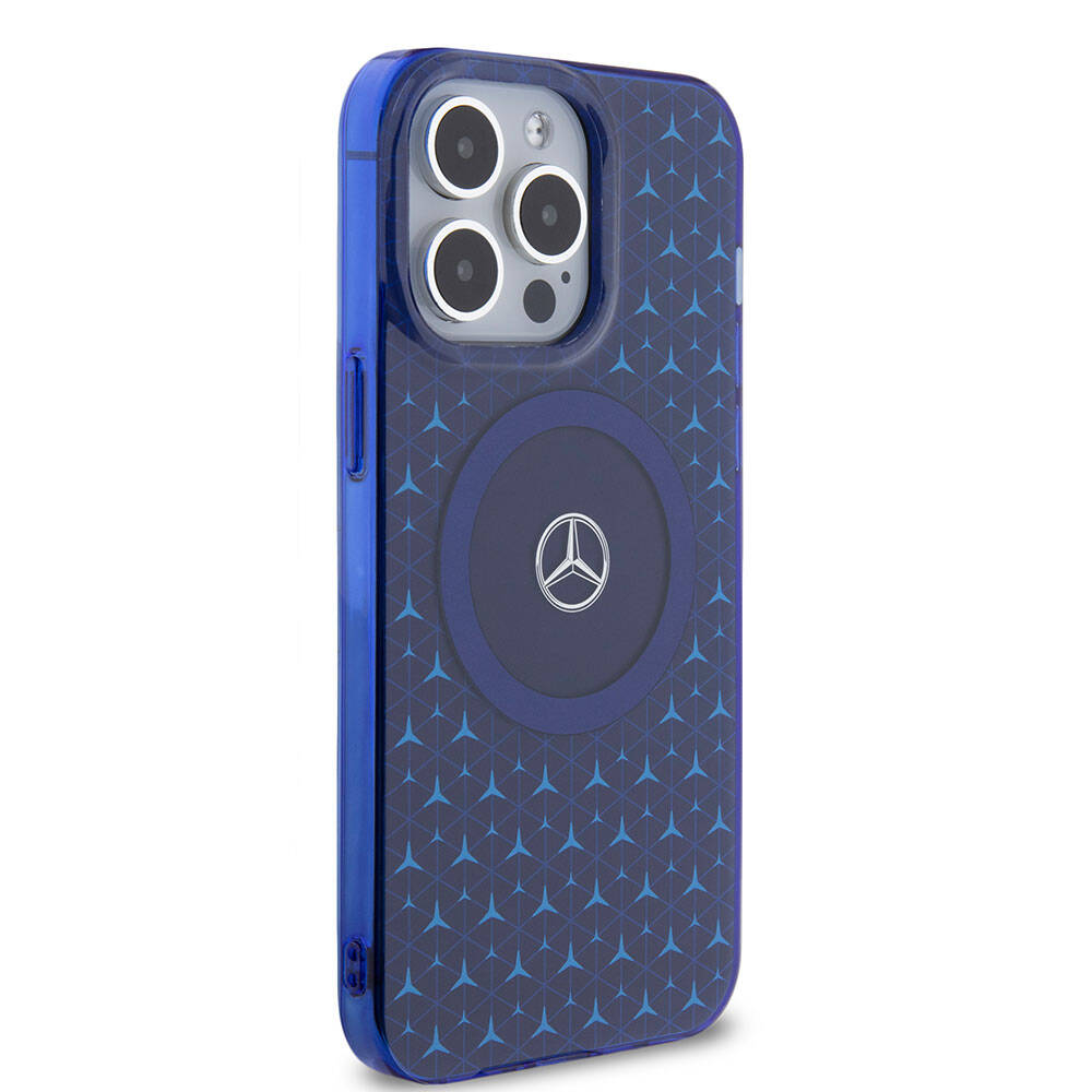 iPhone 15 Pro Max Kılıf Mercedes Benz Orjinal Lisanslı M-safe Şarj Özellikli Çift Katmanlı Mini Yıldız Desenli Kapak