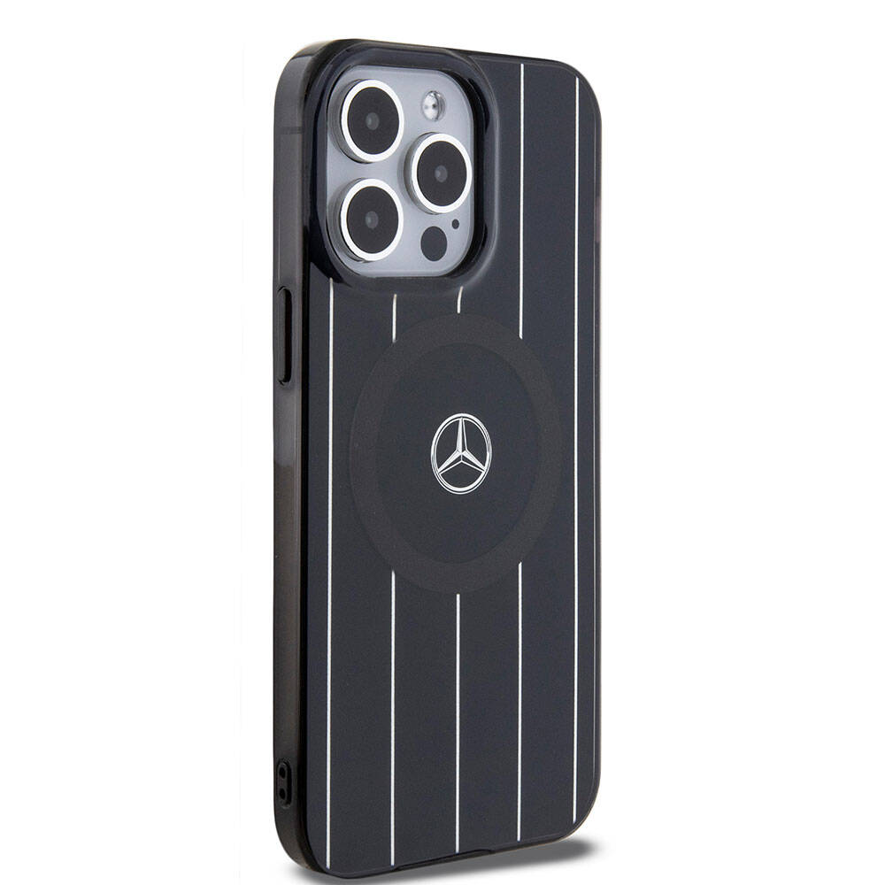 iPhone 15 Pro Max Kılıf Mercedes Benz Orjinal Lisanslı M-safe Şarj Özellikli Çift Katmanlı Paralel Çizgi Desenli Kapak