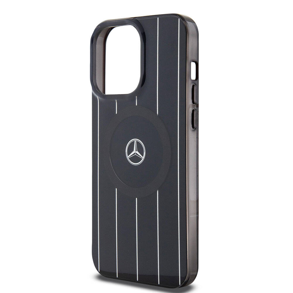 iPhone 15 Pro Max Kılıf Mercedes Benz Orjinal Lisanslı M-safe Şarj Özellikli Çift Katmanlı Paralel Çizgi Desenli Kapak