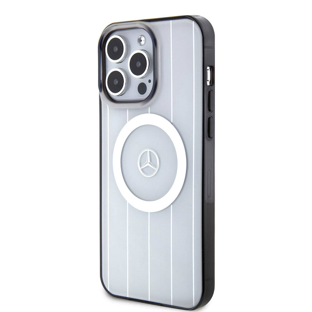 iPhone 15 Pro Max Kılıf Mercedes Benz Orjinal Lisanslı M-safe Şarj Özellikli Çift Katmanlı Paralel Çizgi Desenli Kapak