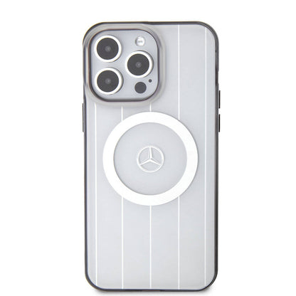 iPhone 15 Pro Max Kılıf Mercedes Benz Orjinal Lisanslı M-safe Şarj Özellikli Çift Katmanlı Paralel Çizgi Desenli Kapak